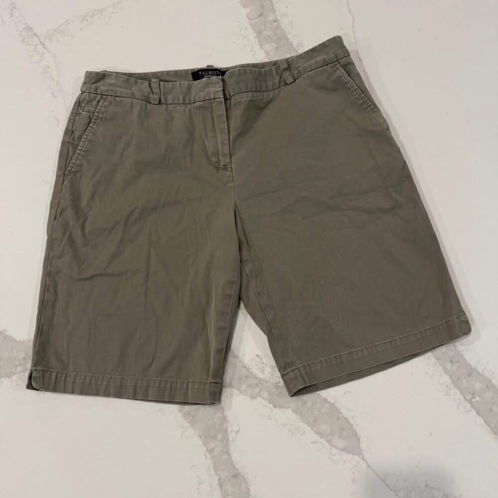 Talbots Petites The Perfect Chino Short Womens 10P Olive Green Minimalist Preppy